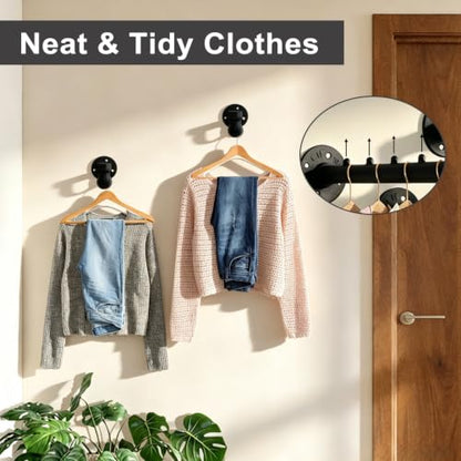 Industrial Wall Pipe Clothes Bar,Wall Mounted Closet Bar - color: Black 2 Pack