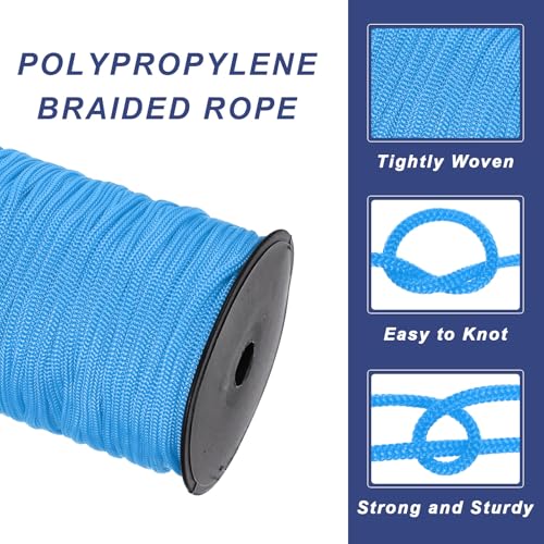 MECCANIXITY 3/16 Inch Braided Polypropylene Rope 328ft Lake Blue - color: Lake Blue, size: 3/16 Inch