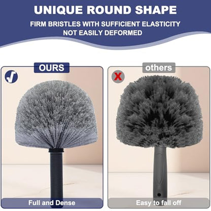 2 Pack Grey Twist-On Cobweb Duster Head Brush - Fits Standard 3/4 inch Threaded Poles, Attachment Spider Web Duster Brush for Outdoor & Indoor Cleaning - style: 2 Pack