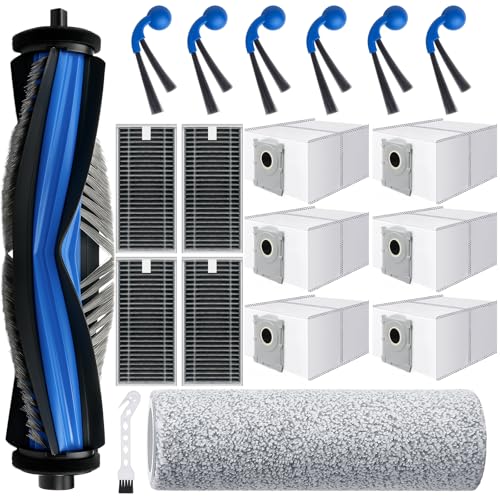T80 Omni Replacement Parts for Ecovacs Deebot T80 Omni T80 for Yeedi M14 Plus Robotic Vacuum Cleaner Parts with 1 Roller,1 Mop,4 HEAP,6 Dust Bag,6 Side Brush,1 Clean Brush Accessories - color: 19 Pack Cleaner Parts
