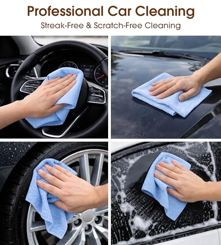 Microfiber Cleaning Cloth Roll, 100 Pack 12 x 12 Inch Tear Away Reusable Paper Towels, Thick Cleaning Towels, Absorbent Lint Free Washable Rags for Kitchen, Car, Garage and Workshop - Blue - color: Blue