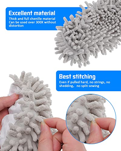 8 Pcs Mop Slippers Socks Floor Cleaning,Microfiber Shoe Covers dust Washable Reusable for Woman Man House Kitchen (Grey) - color: Grey
