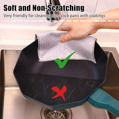 Navona 12 Pcs New Upgrade Steel Wire Dishcloth,Triple-Layer Steel Wire Cleaning Cloth,Powerful Cleaning Non-Scratch Wire Dishcloth Rag for Cookware, Sinks, Dishes, Stove Tops - color: 12-pack (Triple-layer)
