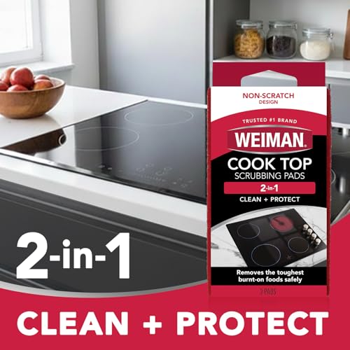 Weiman 6 Count Cooktop Scrubbing Pads, Removes Burnt-on Food, Scratch Free - size: (Pack of 2)