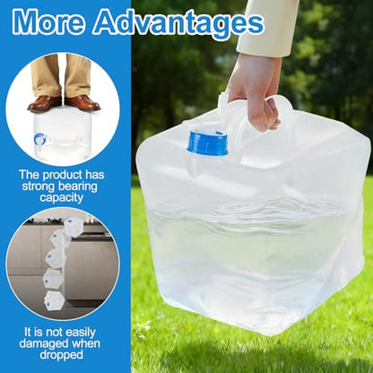 2 Pack Collapsible Water Container with Spigot,BPA Free Food Safe Camping Water Storage Carrier Jug for Outdoors Hiking Backpack & Survival Kit, Foldable Portable Water Canteen(10L/5.3 Gallon)