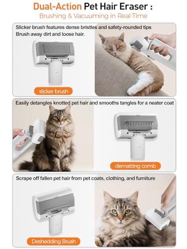 Dog Vacuum for Shedding Grooming, Pet Grooming Vacuum for Dogs, Cat Grooming Supplies, Vacuum Pet Hair Remover Tool with Slicker Deshedding Dog Brush for Shedding Dematting Comb Kit