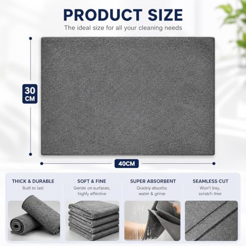8 Pack Thickened Magic Cleaning Cloths, 30x40cm Reusable Microfiber Cleaning Rags, Lint-Free Streak-Free Cloth for Windows, Glass, Mirrors, Kitchen, Car