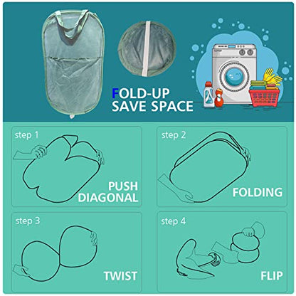 Sturdy Mesh Laundry Hamper Basket Bag,collapsible Pop up for Laundry Room - color: Grey, size: Pop Vertical