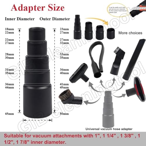 GIB 7Pcs Vacuum Attachments for Shop Vac Accessories with Vacuum Brush - color: 7 Pcs-Vacuum Attachments