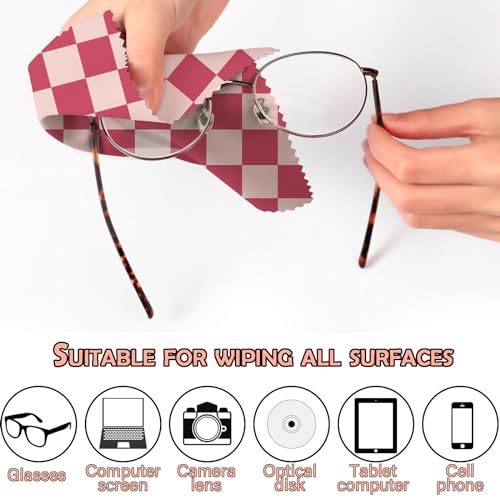 6 PCS Glasses Cleaning Cloth Eyeglass Cleaning Cloth Lens Eyeglasses Microfiber Cute Aesthetic Cloth for Unisex Women Girls Reusable Phone Screens Camera Multi-Patterns(6.3"x6.3")-Checkered - color: N3-checkered