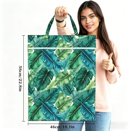 Hawaiian Leaves Turquoise Leaf Summer Travel Laundry Bags Cloth Diaper Wet Bags Handle Washable Dirty Clothes Bags Wet Dry Bag Suitcase Gym Swimming Pool College Dorm Wet Bag - color: 1 PC13, size: One Size