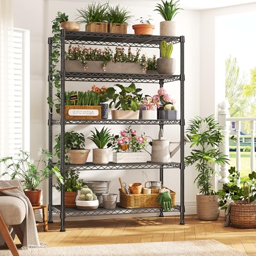 REIBII 31.5" W 5-Tier Storage Shelves, 1000 lbs, Adjustable, for Pantry - size: 5 Tier-15.7"D x 31.5"W x 71"H