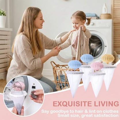 4PCS Hair Remover for Laundry - Floating Mesh Filter, Pet Dog & Cat Hair Catcher, Lint & Fur Remover for Washing Machine