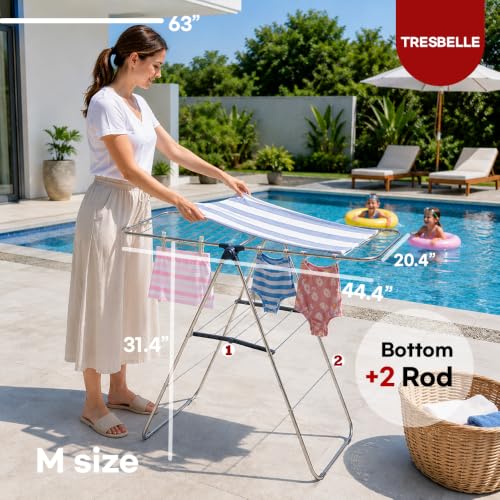 TRESBELLE Stainless Steel Clothes Drying Rack,Foldable Laundry Dryer,Size M - size: Medium