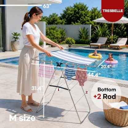 TRESBELLE Stainless Steel Clothes Drying Rack,Foldable Laundry Dryer,Size M - size: Medium