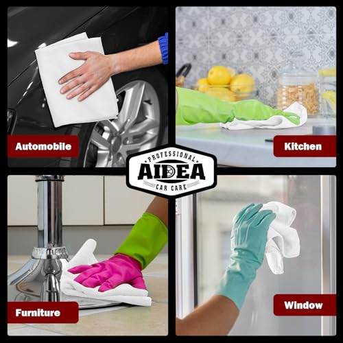 AIDEA White Microfiber Cleaning Cloth 10PK, Cleaning Rags 12×12" - color: White, size: 10PK