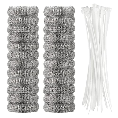 24 Pieces Lint Traps Washing Machine Stainless Steel Lint Snare Traps Laundry Mesh Washer Hose Filter with 24 Pcs Cable Ties - size: 24PCS