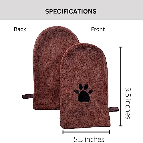 Penny & Niko Microfiber Pet Towel Mitts - Paw Cleaning and Drying Mitts/Gloves for Dogs and Cats (Brown, Standard - 2 Pack) - color: brown, size: Standard - 2 pack