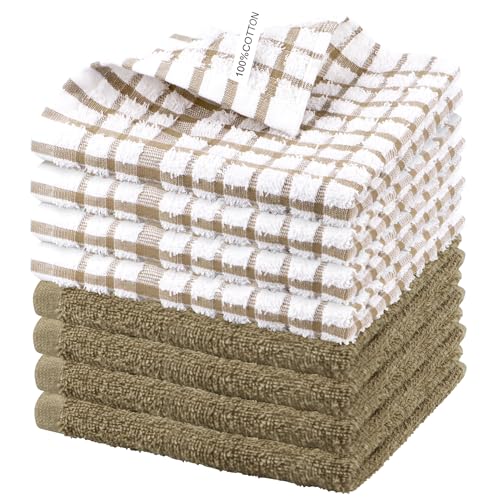 Nialnant 8PCS Dish Cloths,100% Cotton Soft Absorbent Cleaning Rags - color: Little Yellow, size: 12 x 12 in - 8PCS