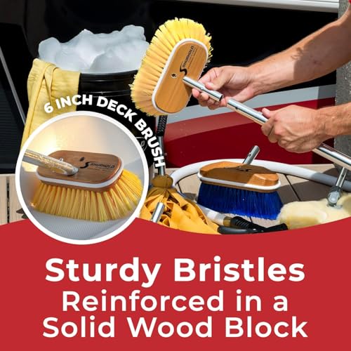 Shurhold 6" Polystyrene Medium Bristle Deck Brush - style: Medium, Yellow