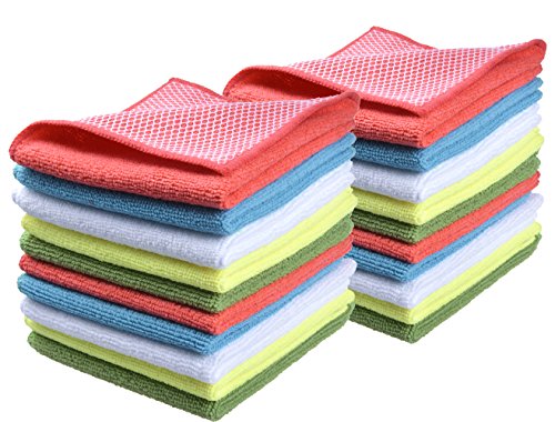 SINLAND Dish Cloth for Washing Dishes Kitchen Washcloth Cleaning Cloth - color: Assorted Color, size: 12inchx12inch 20pack