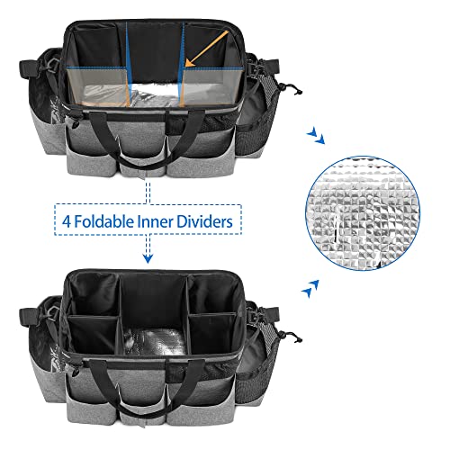 LoDrid Wearable Cleaning Caddy Bag with 4 Foldable Dividers, Grey - color: Gray