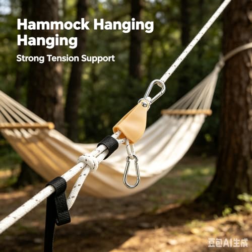 Retractable Travel Clothesline, 19Ft Heavy Duty Portable Clothes Drying Rope with Ratchet Pulleys Carabiners for Tents, Outdoor Camping, Hammocks Tarps Locking System