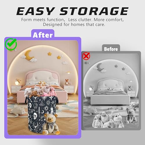 Witch Skull Gothic Laundry Basket Foldable Oxford Cloth Hamper 18.9x16.5 In - color: Witch Gothic