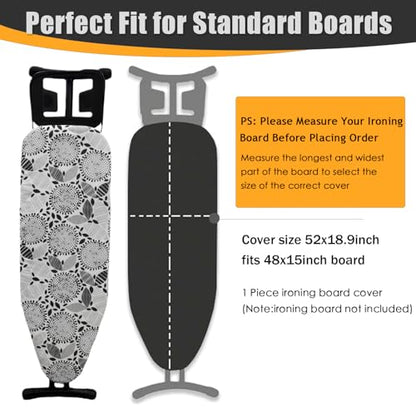 Ironing Board Cover and Pad,15x48In Sewn-in Thick Feltpads - color: 15x48in-white Grey