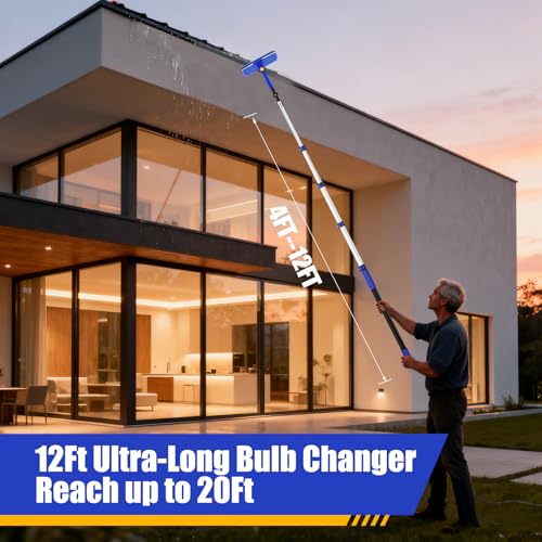 20FT Light Bulb Changer for High Ceilings Kit with Extension Pole Blue - color: Blue, size: 12 feet
