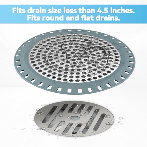 Shower Drain Hair Catcher,Aluvor Shower Drain Cover Bathtub Drain Strainer - color: Greyishblue