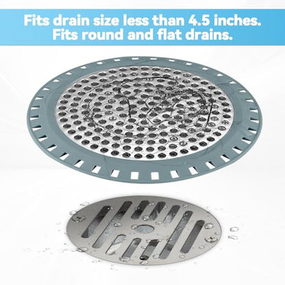 Shower Drain Hair Catcher,Aluvor Shower Drain Cover Bathtub Drain Strainer - color: Greyishblue