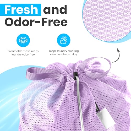 Handy Laundry XL Heavy Duty Mesh Laundry Bag 24x36 in, Drawstring Purple - color: Purple, size: 1-Pack