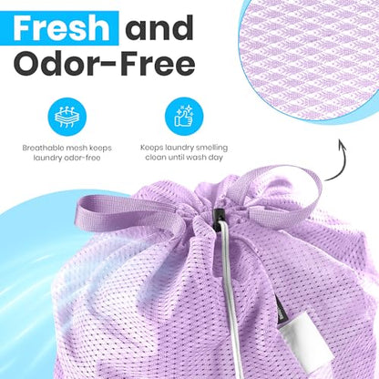 Handy Laundry XL Heavy Duty Mesh Laundry Bag 24x36 in, Drawstring Purple - color: Purple, size: 1-Pack