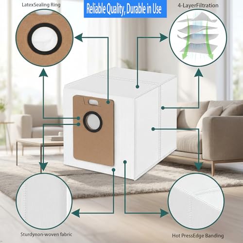 Replacement Dust Bags for Bagotte S6Pro / H6Pro Robot Vacuum, 10 Pack