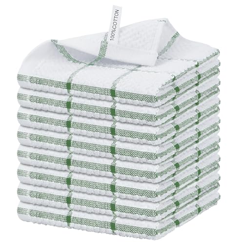 Nialnant 8 Pack Dish Cloths for Washing Dishes - color: Green Plaid, size: 12 x 12 in - 8PCS