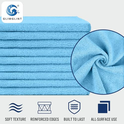 GLIMGLINT Microfiber Cleaning Cloth, 150 Pack Towels for Cars 14 X12 Inch - color: Blue