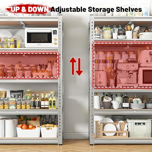 REIBII Galvanized Garage Shelving,5-Tier Metal Rack,36" W x 16" D x 72" H - color: Galvanized