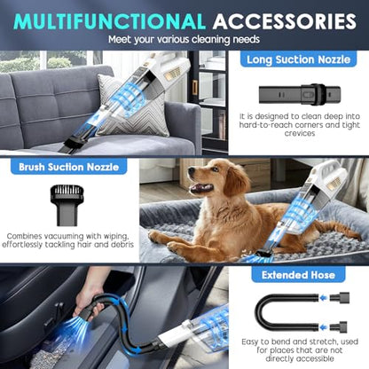 CKIKH Handheld Vacuum Cordless 15000PA, Hand Held Car Vacuum Cleaner - color: White & Gold