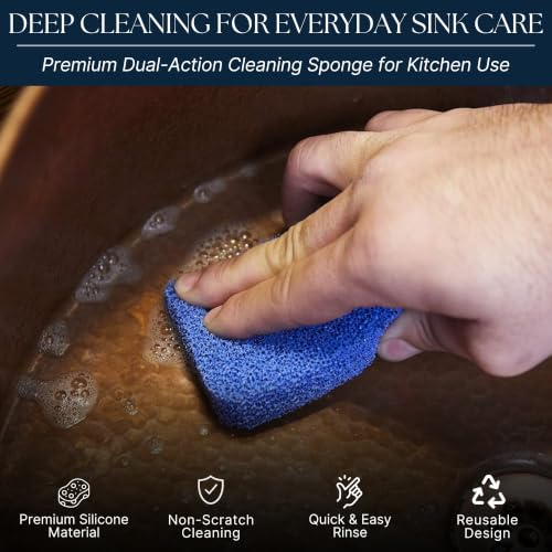 Sinkology SSCRUB-101-3 Breeze Non-Scratch and Odor Resistant Silicone Scrubber Package of 3 Sponges, Blue, 3 Piece