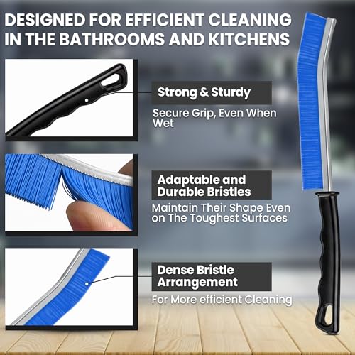 Crevice Cleaning Brush Set 3Pcs Hard Bristle Tools for Narrow Spaces