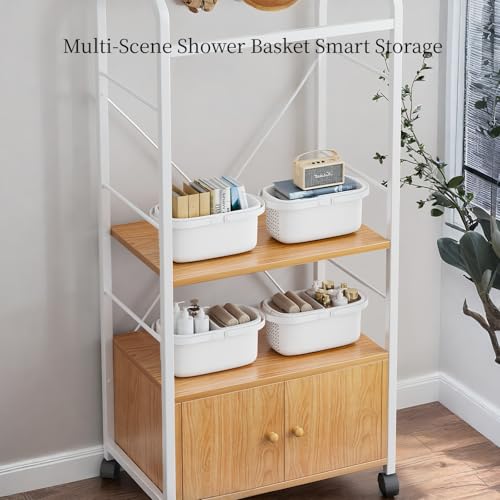 Pulseplay Plastic Shower Caddy Basket with Handle,White - color: White