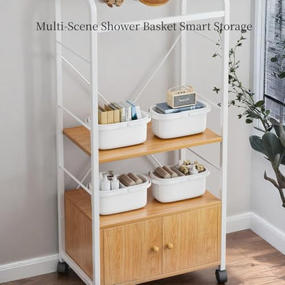 Pulseplay Plastic Shower Caddy Basket with Handle,White - color: White