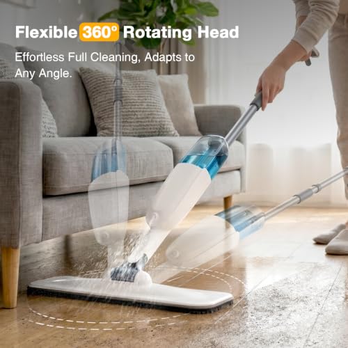 Spray Mop, Wet Dry Hardwood Floor Cleaning Mop with 3 Washable Reusable Pads, 360° Rotation Head, 500ML Large Capacity Sprayer for Tile, Hardwood, Laminate, Vinyl & Marble Floor