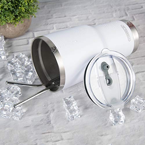 D·S 30oz White Tumbler Double Wall Vacuum Insulated Travel Coffee Mug - color: White