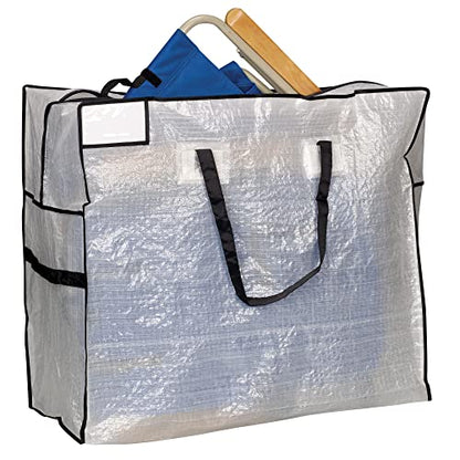Household Essentials 2622 MightyStor Large Storage Bag with Handles | Clothing and Linen Storage Bag | White Tarp with Black Trim - size: Large