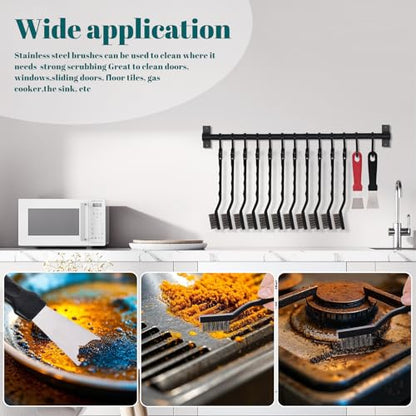 30 PCS Mini Wire Brush Stainless Steel Brush Set，Masonry Brush Wire Bristle - style: Stainless steel