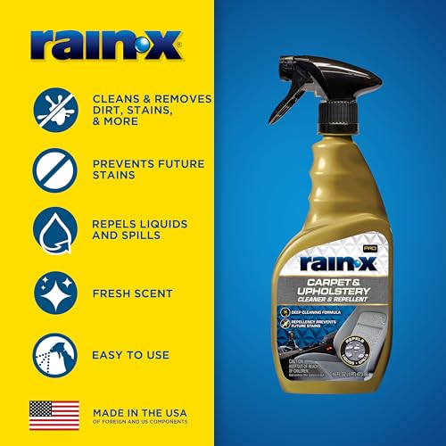 Rain-X 620234SRP Carpet & Upholstery Cleaner Repellent for Car Interiors & More, Cleans + Repels Spills while Preventing Stains, Fresh Scent 16 Fl Oz. - style: Carpet & Upholstery Cleaner