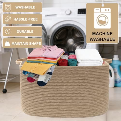 65L Large Laundry Basket with Handles,Woven Blanket Basket,Jute - color: Jute, size: 65L