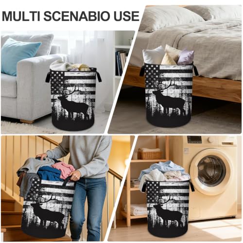 Deer Laundry Basket Waterproof Laundry Hamper Foldable Laundry Bag with Handles for Bedroom, Bathroom, Office, Clothes Storage - color: Deer